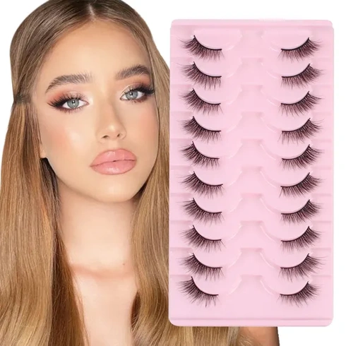 Parriparri polovičné riasy 10 párov umelé riasy Cateye Natural 3D riasy pre mačky Ľahké umelé riasy