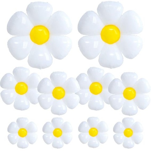 10 fóliových balónků Daisy, Daisy Balloons, White Flower Mylar Folio Balloons, Daisy Balloon, Daisy