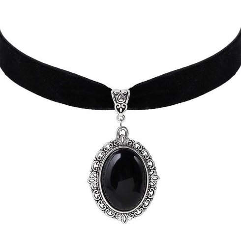 Moguri® Gothic Vintage viktoriánsky náhrdelník s obojkom, náhrdelník s obojkom, čierny zamat,