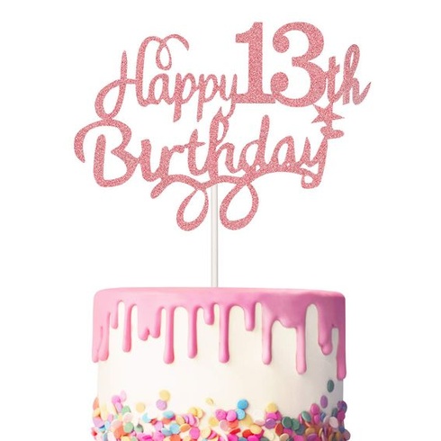 3 kusy trblietavé ozdoby na tortu k 13. narodeninám Topper na košíčky Happy 13. narodeninová trblietavá