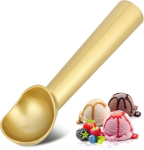 Naberačka na zmrzlinu, zlatá hliníková lyžička na zmrzlinu, 18 cm Jednodielna nepriľnavá naberačka na
