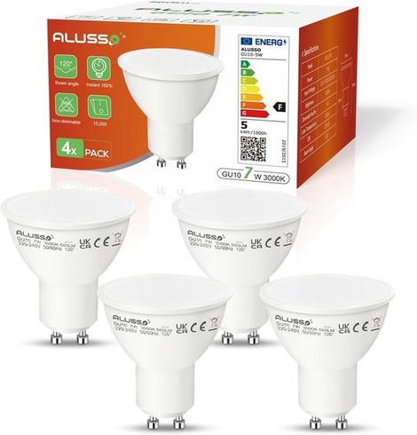 ALUSSO LIGHTING GU10 LED žárovka, 7W teplé bílé světlo 3000K, Nahrazuje 70W halogenové žárovky, 560
