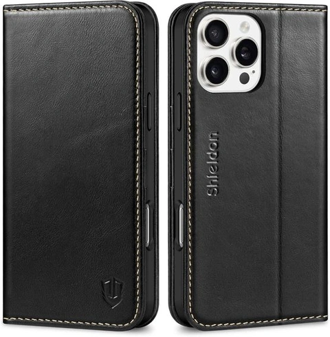 Púzdro SHIELDON pre iPhone 16 Pro Max, ochranné púzdro [Originálna koža] [Slot na kartu] [Funkcia