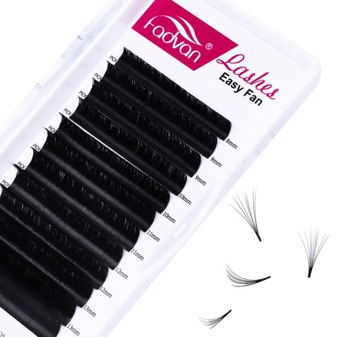 Samoobslužné řasy Easy Fan Lashes Prodlužování řas D Curl 0,07 mm 8-14 mm 12 řad Easy Fanning řasy