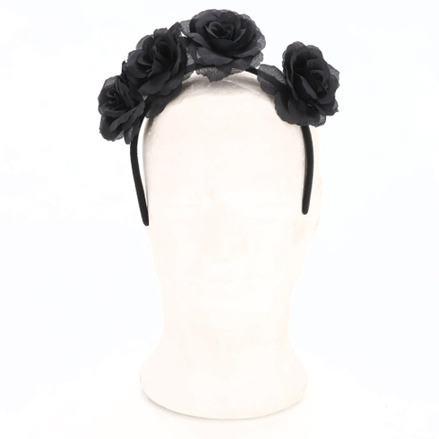 Čelenka Balinco, s čiernymi ružami, čierna