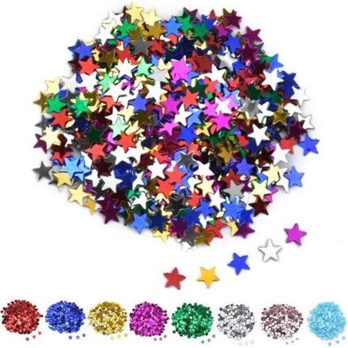 Elegantní hvězdicové konfety DIWULI zlaté, hvězdné konfety, akrylové hvězdicové rozptylové