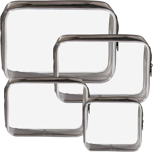 KEYRI 4 kusy toaletné tašky, priehľadná vodotesná kozmetická taška, puzdro na lietadlo, make-up