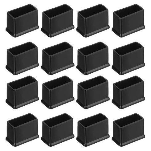 QUARKZMAN 16 kusů PVC čtvercových krytek nohou židle 30 mm x 15 mm vnější průměr černé