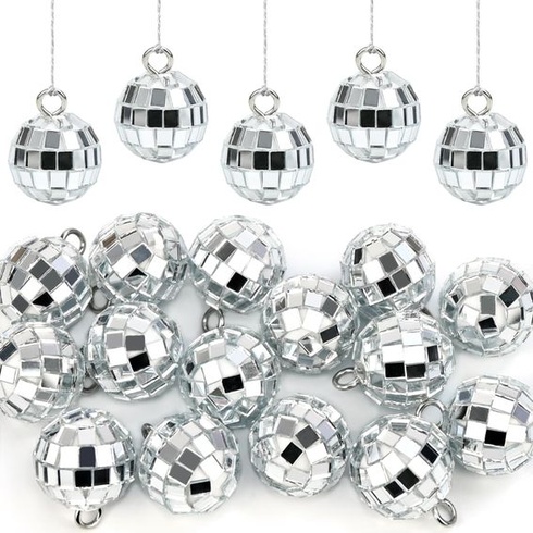 15 mini dekorácií disco guľou, malé disco guľa s priemerom 2 cm, dekoratívne zrkadlové gule,