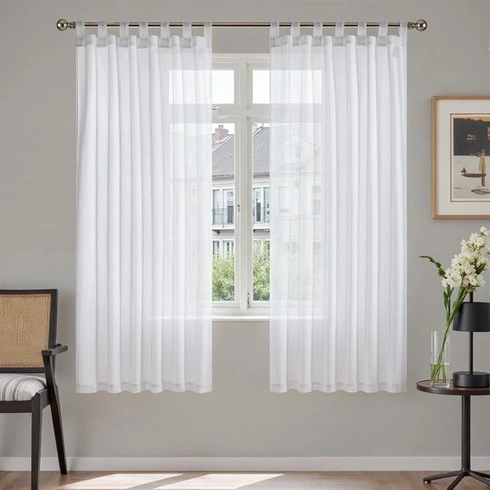 TOPICK Záclonové panely s pútkom, sada 2 kusov, V 160 x Š 140 cm, biele (balenie po 2 ks)