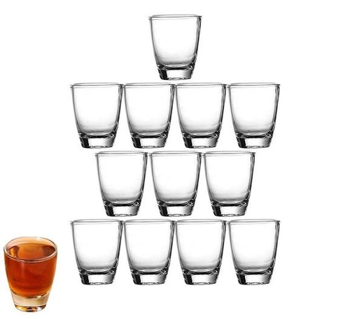 12 panákov, 35ml/3cl, číre sklo s hrubým dnom, priehľadné panáky, malé poháre na likér, vhodné do