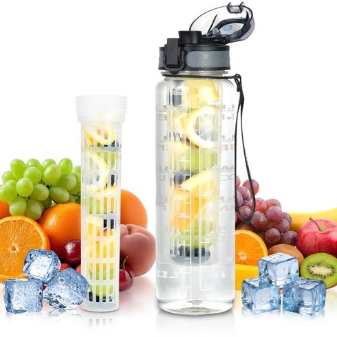 Fľaša na vodu OTraki 1l, tritánová športová fľaša bez BPA s infuzérom, nepriepustná, bezpečne