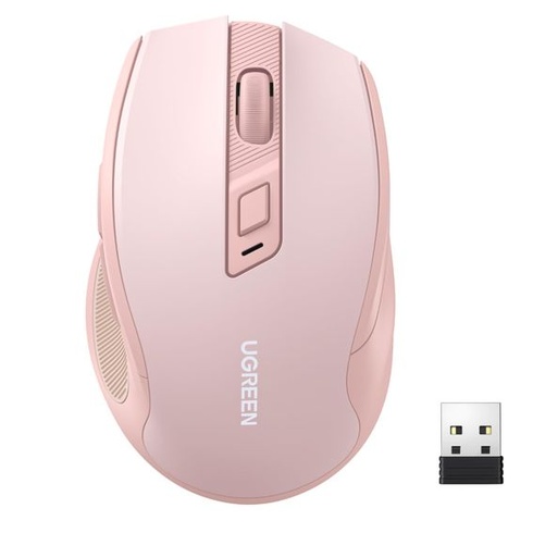 Bezdrôtová myš UGREEN 2.4G s rozlíšením 4000 DPI a USB prijímačom, ružová