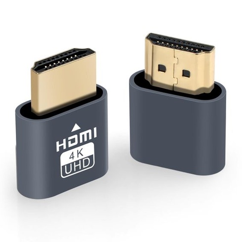 AXFEE 2PCS HDMI zástrčka, bezhlavý Ghost Display, emulátor, hliník, šedá - 2 kusy