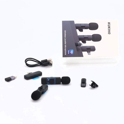 Bezdrôtový klopový mikrofón KUKIHO pre iPhone/iPad/Android (2 vysielače), mini klipový mikrofón s