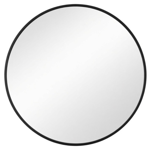 Nástenné okrúhle zrkadlo s hliníkovým rámom, 60 cm, čierne - N