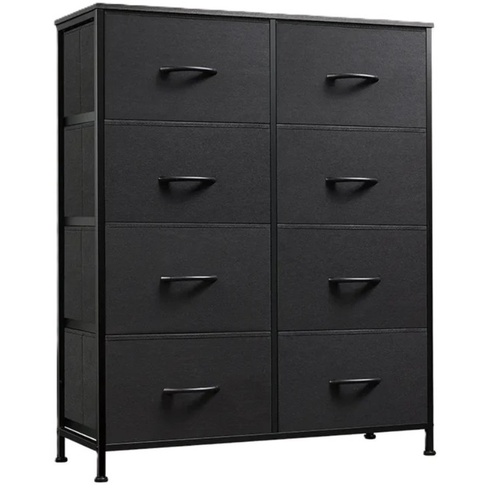 Látková komoda s 8 zásuvkami CAB-8BC, 80,5 x 29,7 x 98 cm, čierna - N