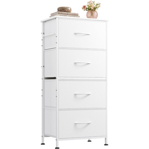 Komoda so 4 zásuvkami CAB-4BC, 40 x 30 x 98 cm, biela - N