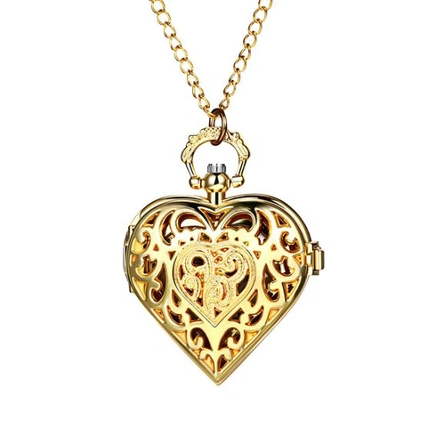 JewelryWe Darček ku Dňu matiek Vreckové hodinky Dámske anjelské krídla Srdcová retiazka Analógové