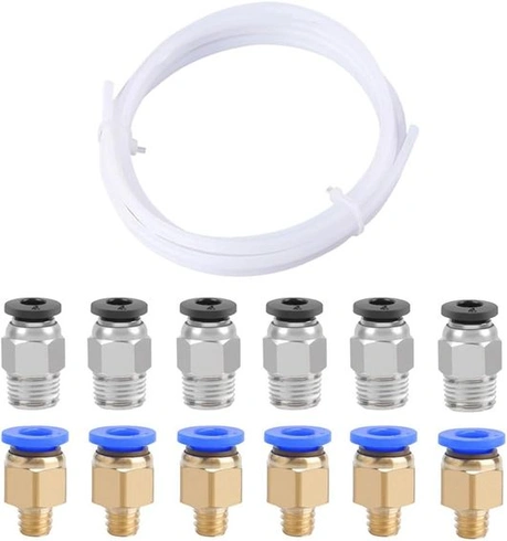 3metrová PTFE teflónová trubica pre 3D tlačiareň QitinDasen so 6 pneumatickými konektormi PC4-M6 a 6