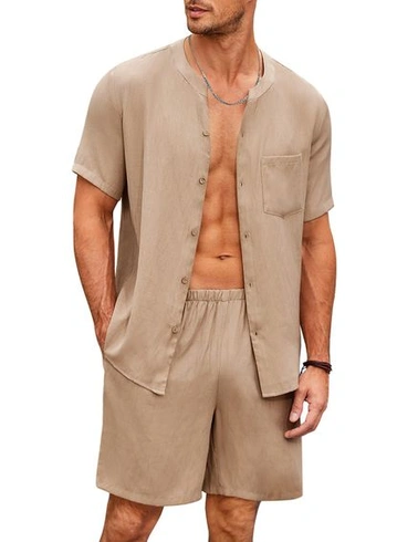Pánské krátké pyžamo Ekouaer, S-XXL, khaki, M