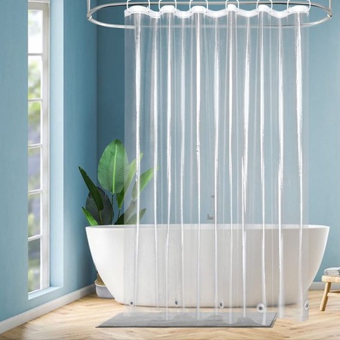 EurCross Extra dlhý priehľadný sprchový záves 180 x 220 cm do vane, vodotesný plastový kúpeľňový