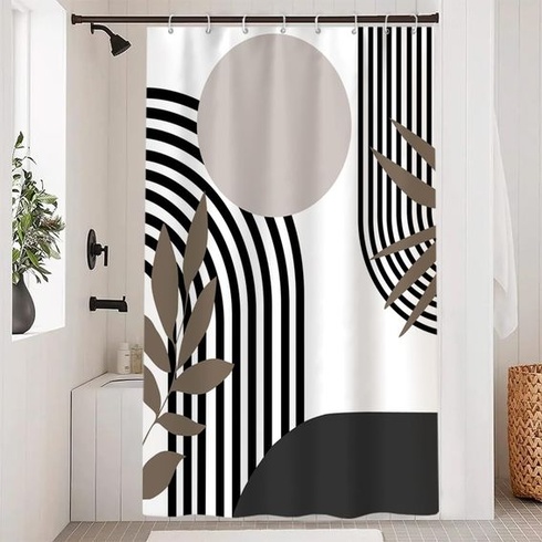 Sprchový závěs 120x180cm Protiplísňový Černobílý Abstraktní Boho Černá V180 x Š120 cm (1 balení)