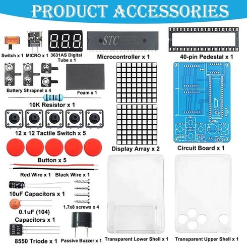 Herní konzole pro kutily, pájecí elektronika, sada pro kutily, ruční herní konzole, pájecí sada pro