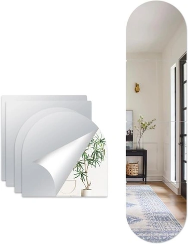 Zrcátko Hode Adhesive Mirror, samolepicí zrcátko k nalepení, akryl, 2 mm, sada - 30x30cm, 4 kusy
