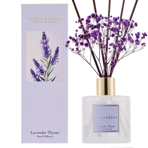 COCORRÍNA Vôňa do izby s levanduľou a tymiánom, 200ml difuzér s 8 vonnými tyčinkami, osviežovač