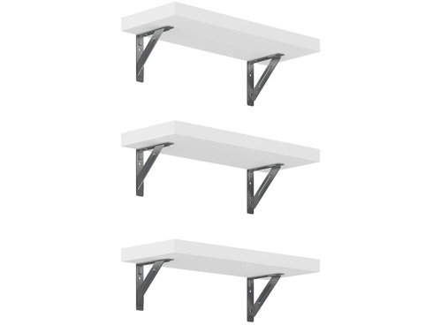 Súprava 3 nástenných políc AW1W-3, 400 × 150 × 25 mm, biele - N