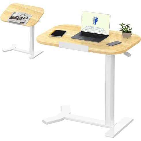Stolík s výškovo nastaviteľným otočným podnosom H5M-6040-EU, javor/biely - N
