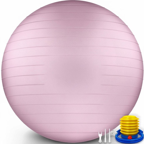 Fitness lopta s pumpou, priemer 75 cm, ružová - N