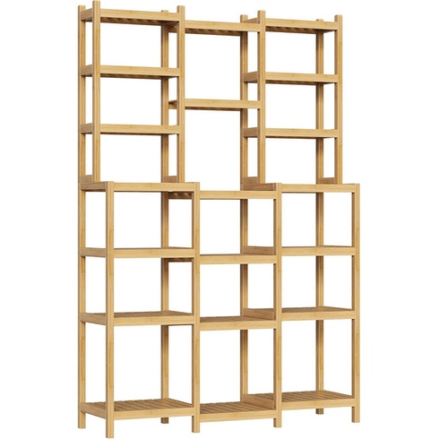 7poschodový úložný regál FBA-030, 105 x 28 x 160,7 cm, bambus - N