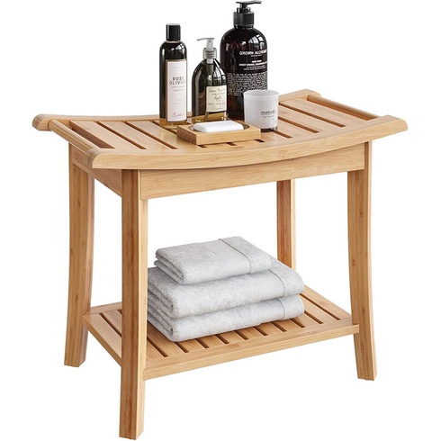 Kúpeľňová sprchová stolička HOS-BA-001, 60 x 33 x 46 cm, bambus - N