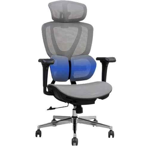 Ergonomická kancelárska stolička C5G-air, 3D opierka hlavy, šedá - N