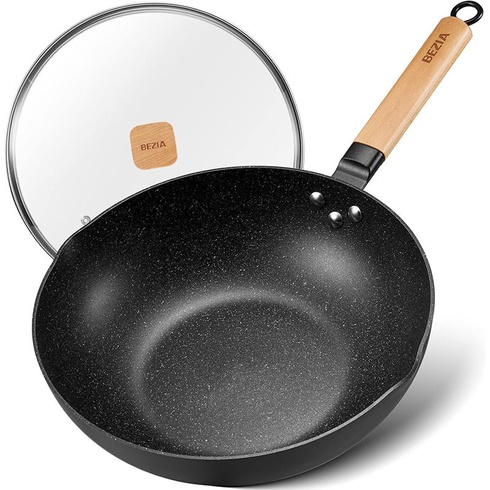 Indukčná wok panvica s pokrievkou N12421, 30 cm, čierna - N