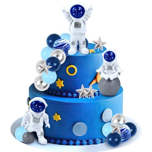Dekorace na dorty s astronauty, 25 kusů, vesmírná dekorace na dort, dekorace na planety, figurka