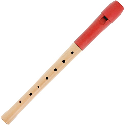 Dvojdielna zobcová flauta 00023501, z javora, červená - N
