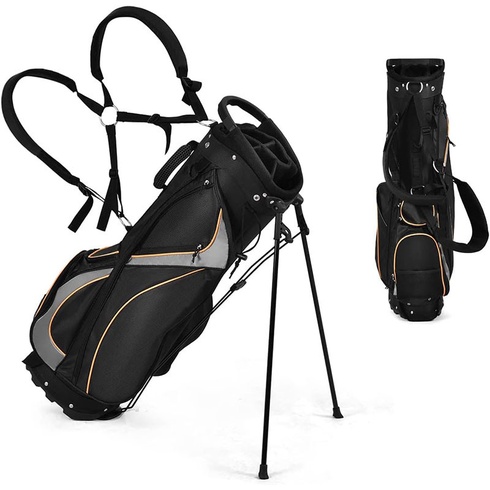 Pánsky golfový bag na palice s dvojitými ramennými popruhmi B09ZYJW92K, čierny - N