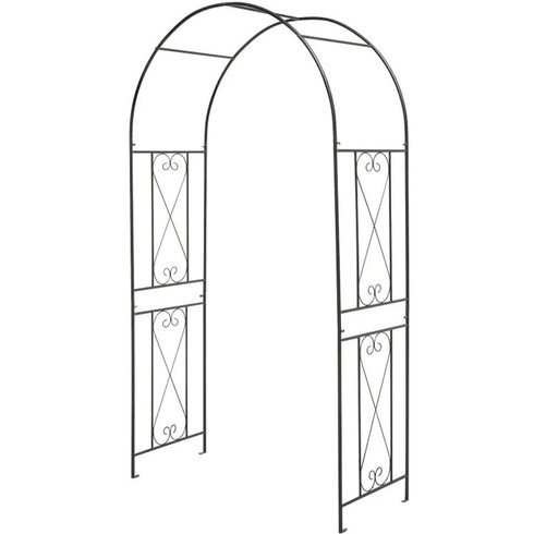 Kovový záhradný oblúk so 4 zemnými kolíkmi NP11084DK, 220 x 120 x 56 cm, čierny - N
