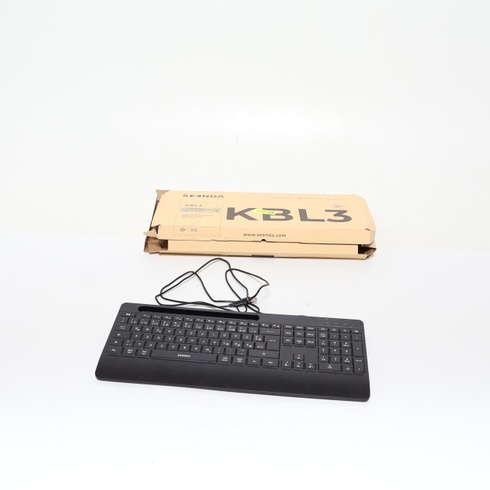 Káblová klávesnica Seenda s podsvietením, ergonomická klávesnica s držiakom na telefón a opierkou