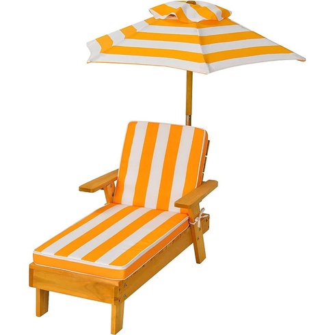 Detské lehátko so slnečníkom a vankúšom XY69720DE, s nosnosťou do 50 kg, 92 x 49 x 106 cm, bielo/ora