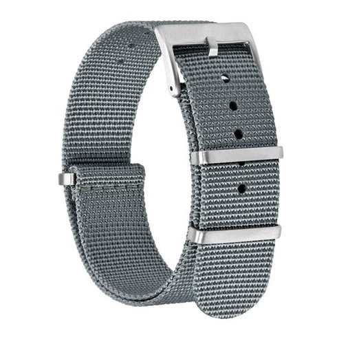Nylonový remienok na hodinky BISONSTRAP pre mužov, jednodielny vojenský remienok, šedý (strieborná