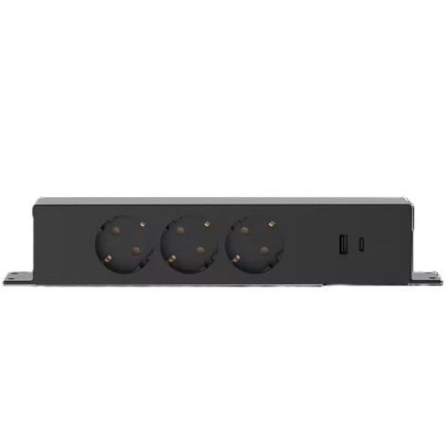 Zásuvka s USB portami PS010-B-EU, maximálny výkon 3 680 W, čierna - N