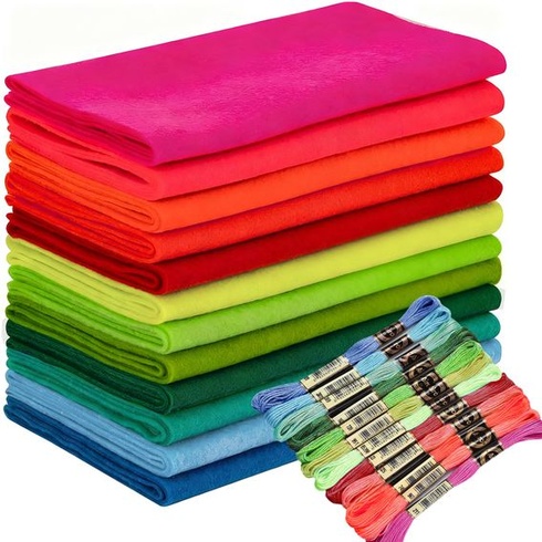 1,4mm rolka z neónovej plsti, balenie 12 roliek plsti s vyšívacou niťou, 20,5 x 90 cm, neónový rad, rôzne
