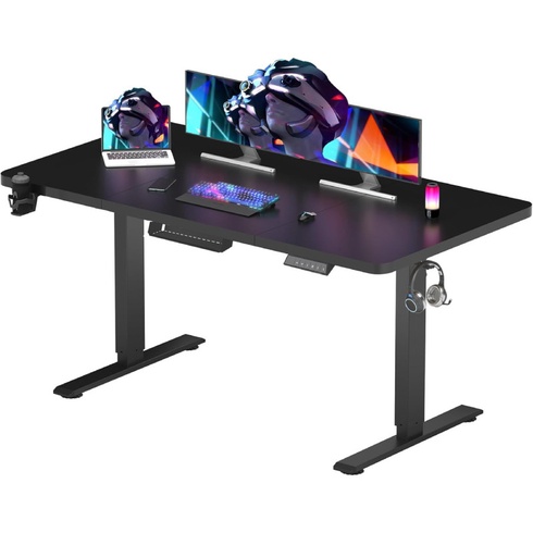Výškovo nastaviteľný stôl QE1B-1460-EUV1, 140 x 60 cm, čierny - N