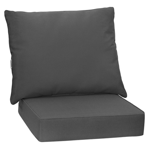 Súprava 2 odnímateľných vankúšov na záhradné kreslo HZ10597DE-GR, 64 x 64 cm, tmavo šedá - N