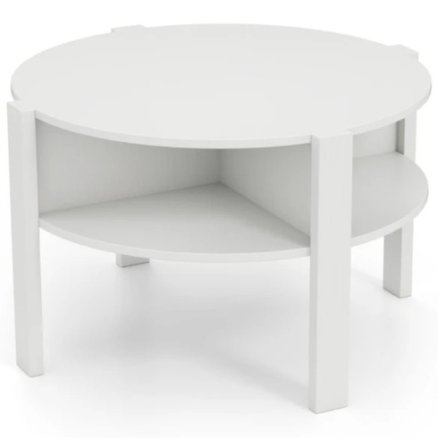 Konferenčný stolík JV12601WH, 2poschodový, 74 x 74 x 45 cm, biely - N