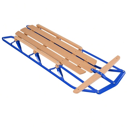 Kovové sánky s dreveným sedákom OP70065BL, 137 x 58 x 16 cm, nosnosť 150 kg, modré - N